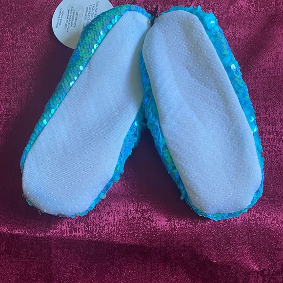 Girls teal blue sequins slippers - Picture 3 of 3